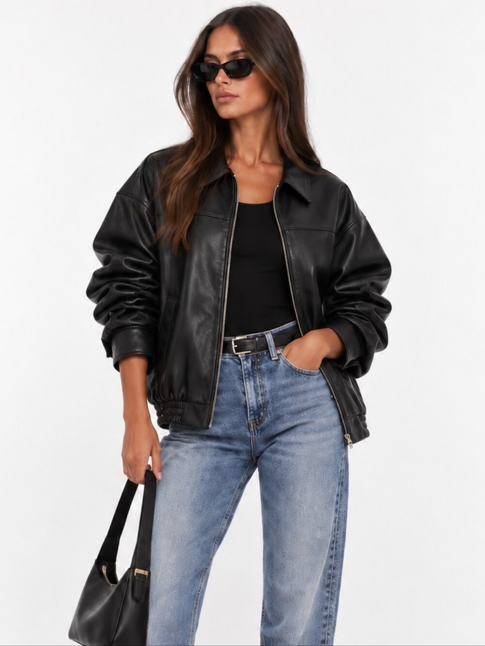 Zara Faux Leather Oversized Biker Moto Jacket Size S
